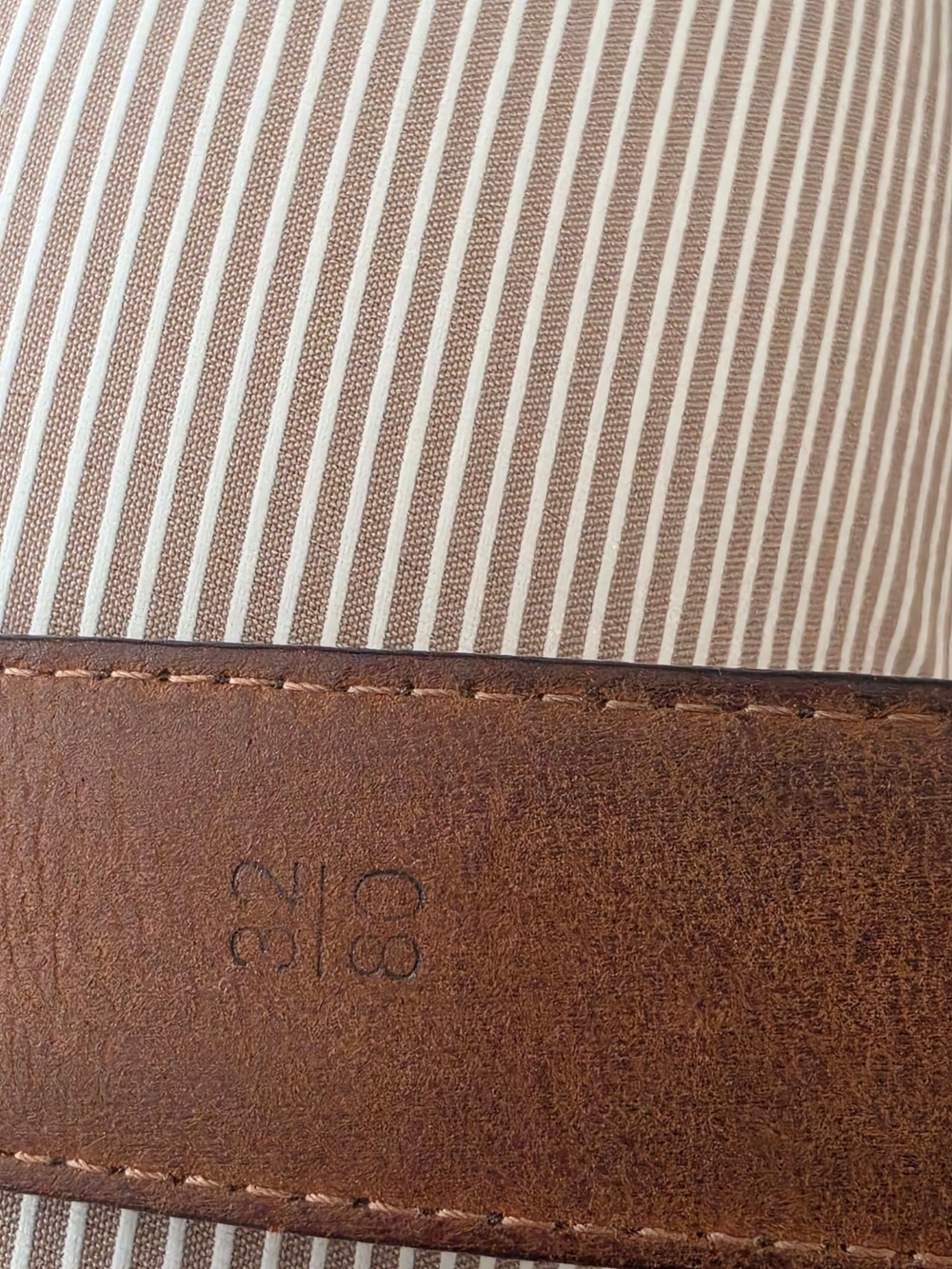 Classic Brown Genuine Leather  Belt with Brass Buckle - Picture 3 of 5